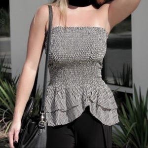 Madewell Silk Peplum Geometric Tube Top